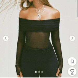 Joah Brown Women's Black Mesh Top